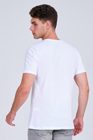 Erkek Bisiklet Yaka Basic T-shirt Beyaz