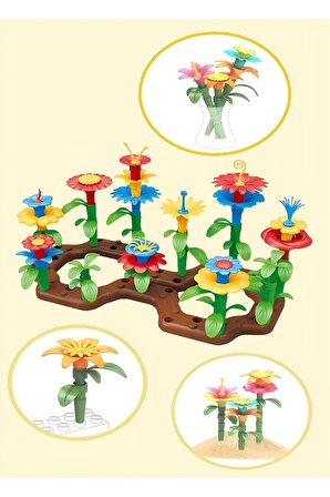 53 Parça Bahçe Çiçek Yapım Seti Yapı Blokları Yapboz Bul Tak Puzzle Eğitici Oyuncak