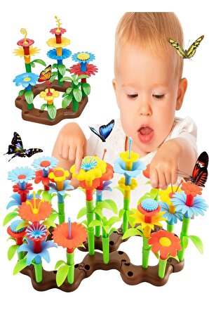 53 Parça Bahçe Çiçek Yapım Seti Yapı Blokları Yapboz Bul Tak Puzzle Eğitici Oyuncak