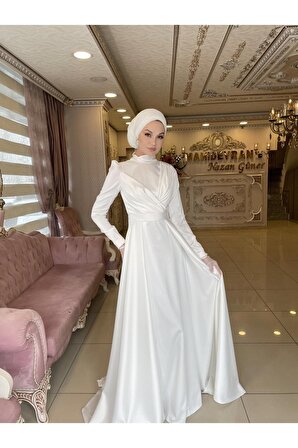 Peri Kızı Beyaz Abiye Elbise