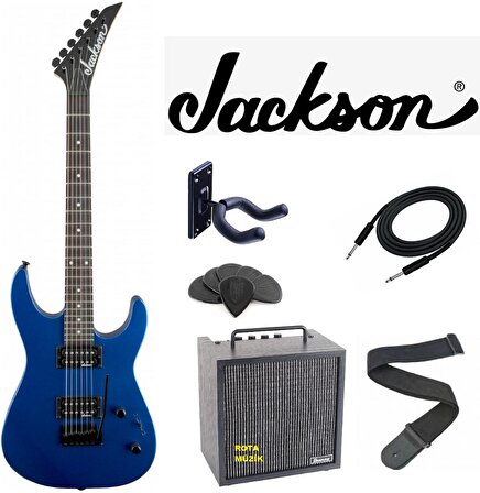 Jackson JS11 Dinky 2-Point Tremolo Amaranth Klavye Metallic Blue Elektro Gitar Set