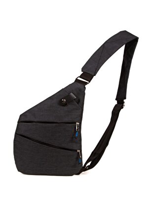 Siyah Heybe Omuz Göğüs Çantası Telefon Bölmeli Çapraz Çanta Slim Body Bag