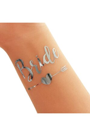 Bride To Be Konsepti  Bride Gümüş Gri Renkli 1 Bride 10 Team Geçici Dövme Bekarlığa Veda Partisi
