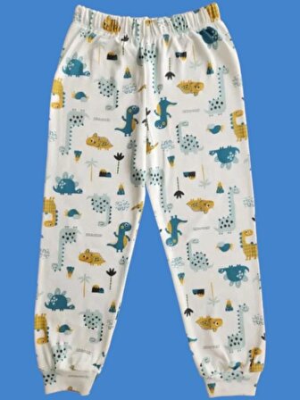 Uzun Kollu Desenli Çocuk Pijama Takım #baskılıçocukpijamatakım #çamaşırbahçesi #dinazordesenli