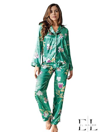 EL Major Çiçek Desenli Saten Pijama Takım