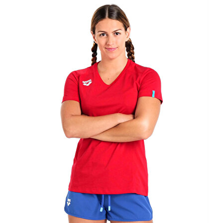 Team Panel Kadın Kırmızı Günlük Stil T-Shirt 004892400