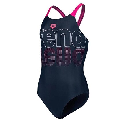 Arena Girl's Swimsuit V Back Graphic Kız Çocuk Yüzücü Mayosu Lacivert 005538780