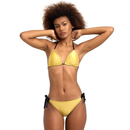 50Th Shiny Gold Bikini Triangle Kadın Sarı Yüzücü Bikini 006185
