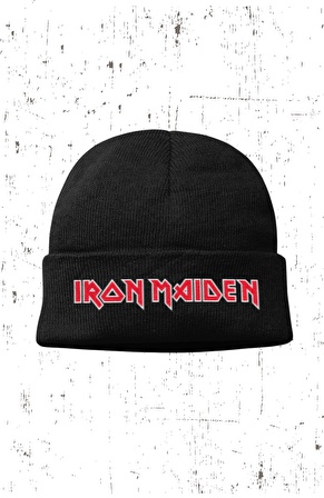 Unisex Iron Maiden Yazılı Katlamalı Bere, Rock Metal Baskılı Outdoor Kışlık Şapka