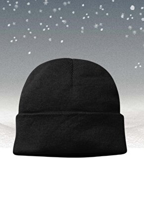 Unisex Düz Baskısız Katlamalı Bere, Baskısız Basic Outdoor Kışlık Şapka