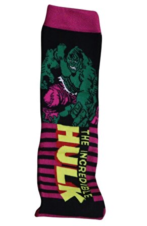 Hulk Desenli Çizgili Renkli Çorap