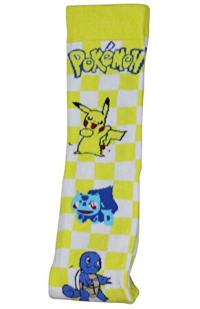 Pokemon Pikachu Balbasaur Squirtle Desenli Renkli Çorap