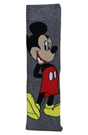Mickey Mouse Desenli Gri Renkli Çorap