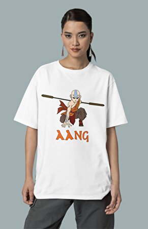 Unisex Avatar The Last Airbender Baskılı Tişört, Avatar Sopalı Aang Baskılı T-Shirt