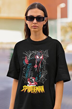 Cool Örümcek Adam Baskılı Tişört, Unisex Oversize Spiderman Baskılı Tshirt