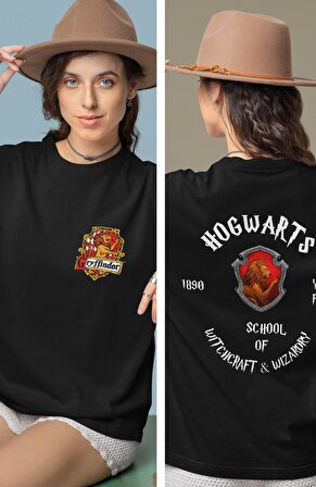 Harry Potter Gryffindor Sırt Baskılı T-shirt, Unisex Harry Potter Baskılı Tişört