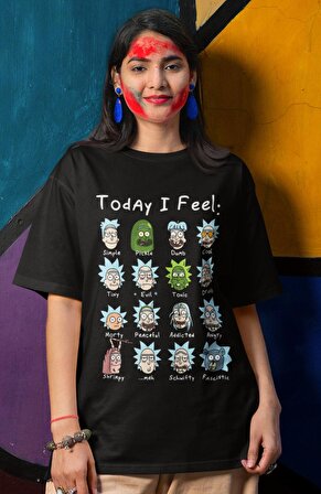 Unisex Rick And Morty Smiley's Baskılı T-shirt