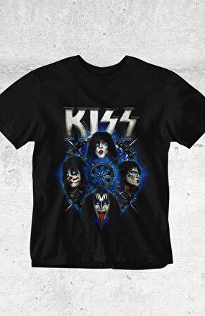 Kiss Grup Baskılı T-shirt, Unisex Rock Metal Müzik Temalı Tişört