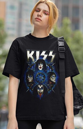 Kiss Grup Baskılı T-shirt, Unisex Rock Metal Müzik Temalı Tişört