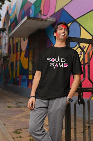 Squid Game Bebek Karakteri Sırt Baskılı Tişört, Erkek-Kadın Squid Game Dizi Temalı T-Shirt