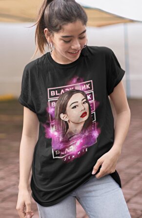 Blackpink Jennie Baskılı T-shirt, Unisex K-Pop Baskılı Tişört