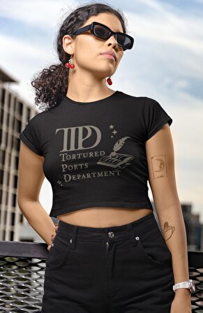 Tortured Poets Deparment Baskılı Crop Top, Kadın Taylor Swift Baskılı Crop Bluz