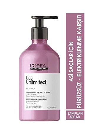 L'Oreal Professionnel Liss Unlimited Tüm Saçlar İçin Elektriklenme Karşıtı Şampuan 500 ml