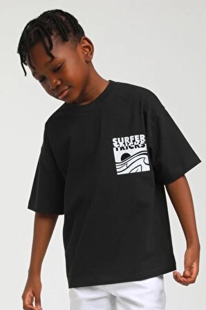 Escabel Siyah Surfer Tricks T-Shirt ( 4-14 size )