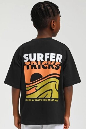 Escabel Siyah Surfer Tricks T-Shirt ( 4-14 size )