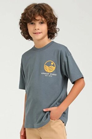 Escabel Gri Stop Desenli T-Shirt ( 4-14 size )