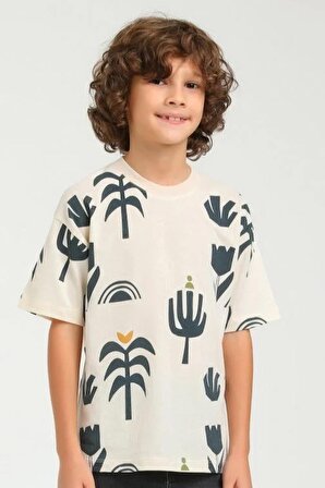 Escabel Palmiye Baskılı Desenli T-Shirt ( 4-14 size )