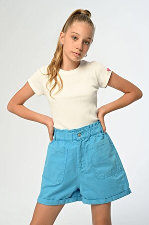 Marions Beyaz Fitilli Crop Basic T-Shirt ( 9-14 Size )