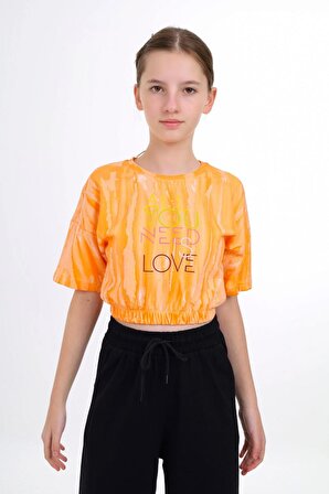 Marions Turuncu Batik Crop  T-Shirt ( 9-14 Size )