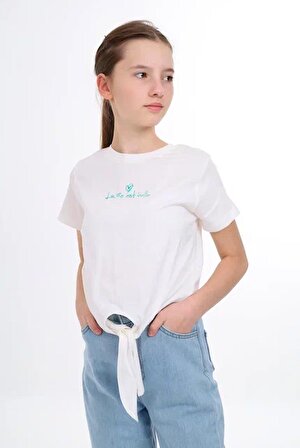 Marions Beyaz Bağlamalı T-Shirt ( 9-14 Size )