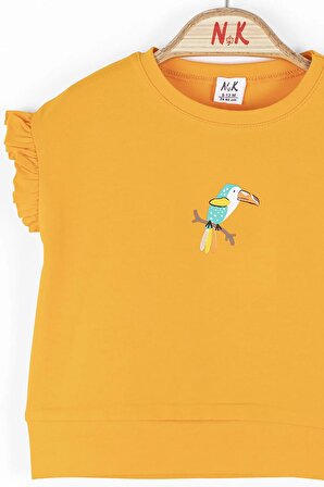 Nk Turuncu Papağan Baskılı T-Shirt  (1-4 Size)
