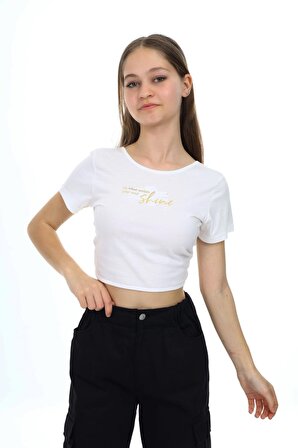 Marions Beyaz Sırt Dekolteli ve Sırt Bağlamlı T-Shirt ( 9-14 Size )