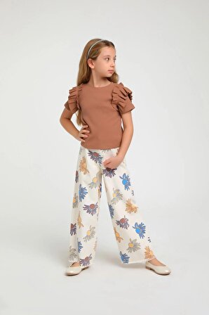 Escabel Krem Çiçekli Pantolon ( 5- 14 Size )
