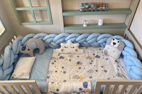 Bebemin Dünyası Maral Montessori Karyola Örgülü Seti Mavi