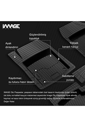 Image Mg Zs-Ev Suv Elektrik (2021 - ….) Ekstra Havuzlu Universal 3D Plus  Kauçuk Oto Paspas Siyah