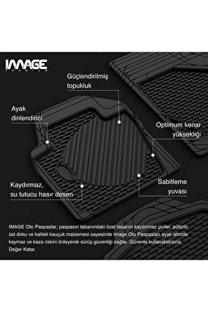 Image Volkswagen Passat B7 Sedan (2011 - 2014) Ekstra Havuzlu Universal 3D Plus  Kauçuk Oto Paspas Bej