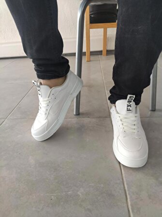 Erkek Ayakkabı Beyaz Renk Beyaz Taban Spor Ayakkabı Sneaker