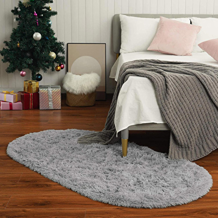 Tüy Dökmez Tavşan Tüyü Post Halı Gri