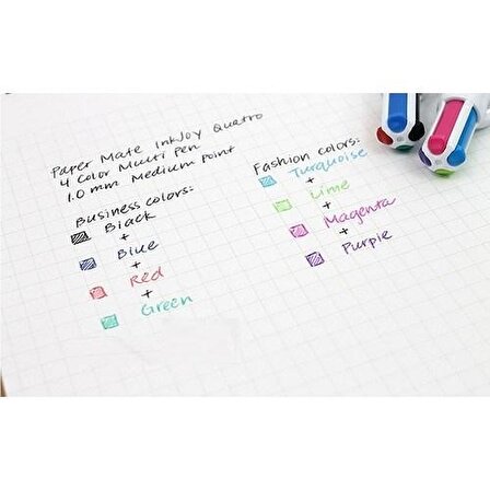 Paper Mate Inkjoy Quatro 4'lü Tükenmez Kalem - Parlak Renkler