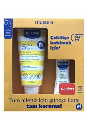 Spf50+ Çok Yüksek Koruma Güneş Losyonu 200ml + Hydrabebe Vücut Losyonu 100ml Skt:09/2025