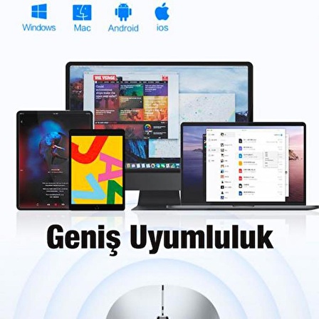 Coofbe Şarjlı Kablosuz 2.4 Bluetooth Mouse Kablosuz Mouse 1000-1600 DPI Mac İos Windows Apple Mouse