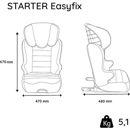 Nania Starter Easyfix 15 - 36 kg Oto Koltuğu Siyah