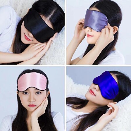 Pembecin Uyku Göz Bandı Maskesi Işık Önleyici Gözlük Maske Bant Eye Mask Pembe Siyah (1adet)