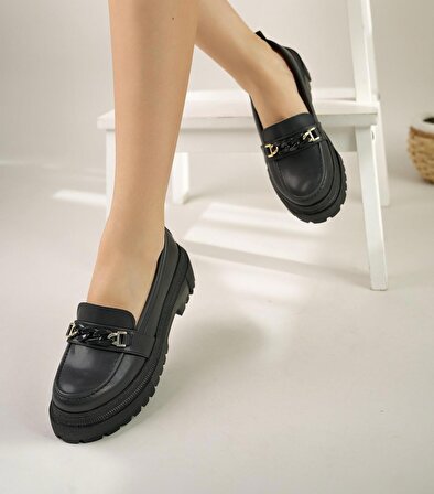 Siyah Oxford Kadın Ayakkabı