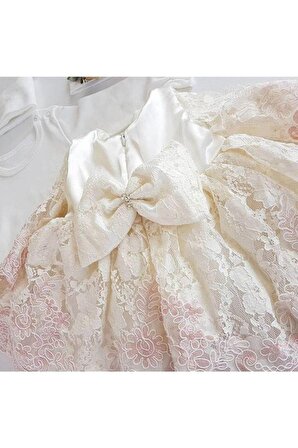 Kız Bebek Mevlüt Elbisesi Gelinlik Fransız Dantelli Takımı 4005-10020
