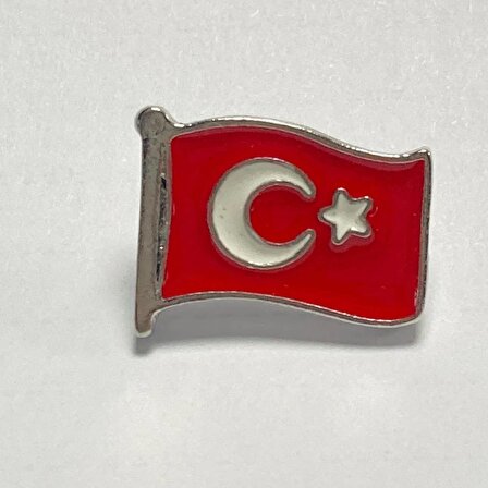 Gümüş Renk Çerçeveli Türk Bayraklı Yaka Rozeti